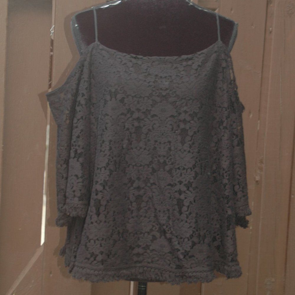 Anthropologie L Bailey/44 Black Lace Lined Blouse NEW
